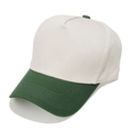 Detail of five-panel trucker hat featuring cream cotton fabric and green curved brim - M (56-58cm) / Army Green