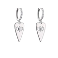 Detail of silver heart earrings with evil eye pattern and micro-pave cubic zirconia - Silver Eye