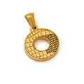 Golden titanium steel alphabet pendant featuring unique textured bark and brick patterns - O-Single Pendant