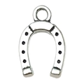 Silver horseshoe alloy pendant with nail hole design for DIY jewelry making - Horseshoe with Holes (19238)