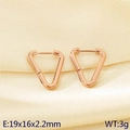 Polished rose gold stainless steel triangle geometric hoop earrings for women - Triangle (KE117994-KC)