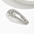 Detailed view of teardrop metal hair clip with sparkling rhinestones in silver finish - 6cm / Silver