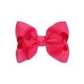 Bright pink 4.13 inch grosgrain ribbon bubble flower bow hair clip for girls - Hot Pink
