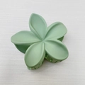 Light green matte frangipani flower hair claw clip with a minimalist six-petal design - Medium Matte Style / 6cm / Green
