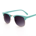 Classic half-frame mint green sunglasses with dark grey gradient lenses and silver trim - Mint Green Grey Lens