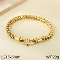 Pulsera de cadena de trigo dorada de acero inoxidable con cierre en T, 215mm - Dorado