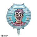 18-inch blue and white striped Spanish Father's Day foil balloon with cartoon dad - 18 Inch Round Light Blue Portrait Spanish Father's Day