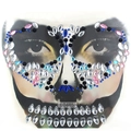 Skull-shaped facial rhinestone stickers in blue and pink for Halloween party makeup - Multi-Colored Skull Full Rhinestone Style (L0485)