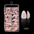 Classic French style press-on nails in nude pink and white almond shape, set CP002 - Stiletto Style (CP002)