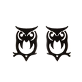Minimalist black stainless steel hollow owl stud earrings for women on white background - Matte Black