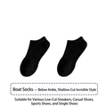 Pair of black low-cut invisible cotton sports socks for sneakers and casual shoes - Double Elastic Boat Socks / Black