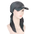 Chic dark green headscarf hat for women with curved brim and soft tie-back straps - Tie-dye Grey
