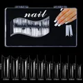 Tabella delle taglie con misure di lunghezza e larghezza per unghie finte stiletto lunghe - Forma a Tubo Trasparente 400 pezzi