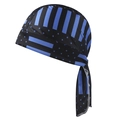 Outdoor cycling pirate headscarf with American flag star and blue stripe design - Adult / Black and Blue Stripes with Stars (3#)