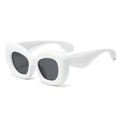 Retro oversized bubble sunglasses with thick white frames and dark grey lenses for women - White Frame Dark Grey Lens