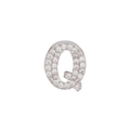 Letter Q pendant accessory in silver finish with micro-pave cubic zirconia crystals - Letter Q Pendant