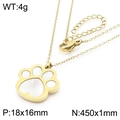Golden cat paw pendant necklace with white enamel inlay and adjustable O-chain link - Gold Color (KN290885-GC)