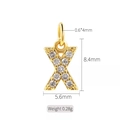 Gold letter X pendant with cubic zirconia and exact product dimensions 8.4x5.6mm - Letter X