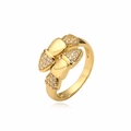 Anello placcato oro con design a fiocco e pietre di zircone scintillanti - Anello Aperto Fiocco (CR00811CX)
