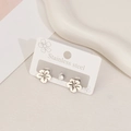 Ensemble de boucles d'oreilles fleurs en acier inoxydable avec pierre zircon - Marguerite Argent