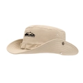 Khaki cotton outdoor bucket hat with mountain embroidery and side press studs - 58cm / Beige