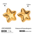 Polished golden 3D star-shaped earrings made of waterproof stainless steel for women - 3D Star Stud Earrings (JDE2406005)
