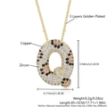 Leopard print bubble letter Q necklace with cubic zirconia and gold plating - Letter Q