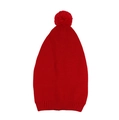 Classic red Christmas knit Santa beanie with matching pom-pom for winter holiday outfit - Adult / Red