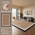 Faux cashmere area rug featuring vintage floral sketches and a black border for living rooms - 140*200cm / S Imitation Cashmere - Hidden Mountain