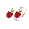 Vintage red stone acorn pendants in stainless steel with 16mm x 9mm size dimensions - Red Agate