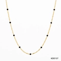 Bohemian gold beaded necklace with vintage black enamel beads and oval chain links - Gold Black (KDD137)