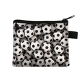 Mini canvas football coin purse for kids featuring a realistic black and white soccer pattern - All-over Soccer