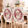Pink Christmas chair cover featuring Santa Claus and snowflakes in a cozy home setting - Pink Santa Portrait (YT02-21)