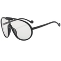 Occhiali da sole aviator oversize neri lucidi con lente a maschera trasparente - Montatura Nera Lenti Grigio Chiaro