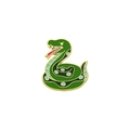 Cartoon snake enamel brooch in deep green and gold finish for New Year gifts - Dark Green Coiled Snake