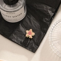 Pink enamel flower hair claw clip with golden metal frame in a bohemian floral style - 17# Pink