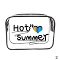 Clear PVC makeup bag with black zipper and Hot Summer print for travel storage - 065-Hot Summer Heart