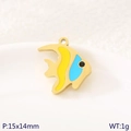 Golden stainless steel tropical fish pendant with blue and yellow enamel finish - Yellow Blue Tropical Fish (KLJ10774-ZLA)