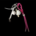 Portachiavi da baseball con mini mazza, guanto e cordino intrecciato rosa acceso - Bianco & Rosso Rosa