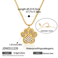 Golden stainless steel necklace with crystal-pave cat paw pendant and ball chain link - Cat Dog Paw Style (JDN0311239)