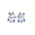 Detail of 925 sterling silver rocket stud earrings with light blue gems and white zircons - Rocket And Planet Style (EH00640) / Silver