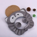 Gray raccoon silicone baby shower cap with waterproof ear protection for hair washing - Bubble Bear Bath Hat Grey