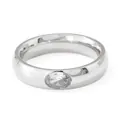 Polierter Edelstahlring in Silber mit ovalem weißem Zirkon in Zargenfassung - Weißer Edelstein Silberner Ring (PBJ241)