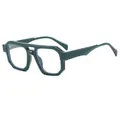Fashion double-beam aviator sunglasses with dark green frames and clear lenses - Dark Green Frame Clear Lens