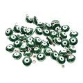 Ciondolo malocchio verde scuro da 6mm con anello in metallo argentato per gioielli - 9*6mm / 0.31g / Bordo Verde-Argento