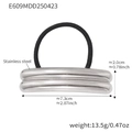 Silver stainless steel geometric metal hair tie with durable black elastic cord hair band - Double Layer Rippled Style (E609) / Steel