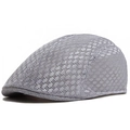 Breathable grey mesh newsboy cap for summer featuring a lightweight hollow out design - Adjustable / Gray