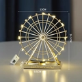 Golden ferris wheel model with LED lights, London Eye ornament, size 13x14.5cm - With Lights / Gold