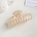 Elegant champagne iridescent mermaid hair claw clip with a large pearlescent shell texture - 9.5CM / Yellow