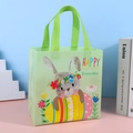 Sac cadeau de Pâques vert réutilisable avec lapin et motifs d'œufs colorés - DX49 Vert-Vertical